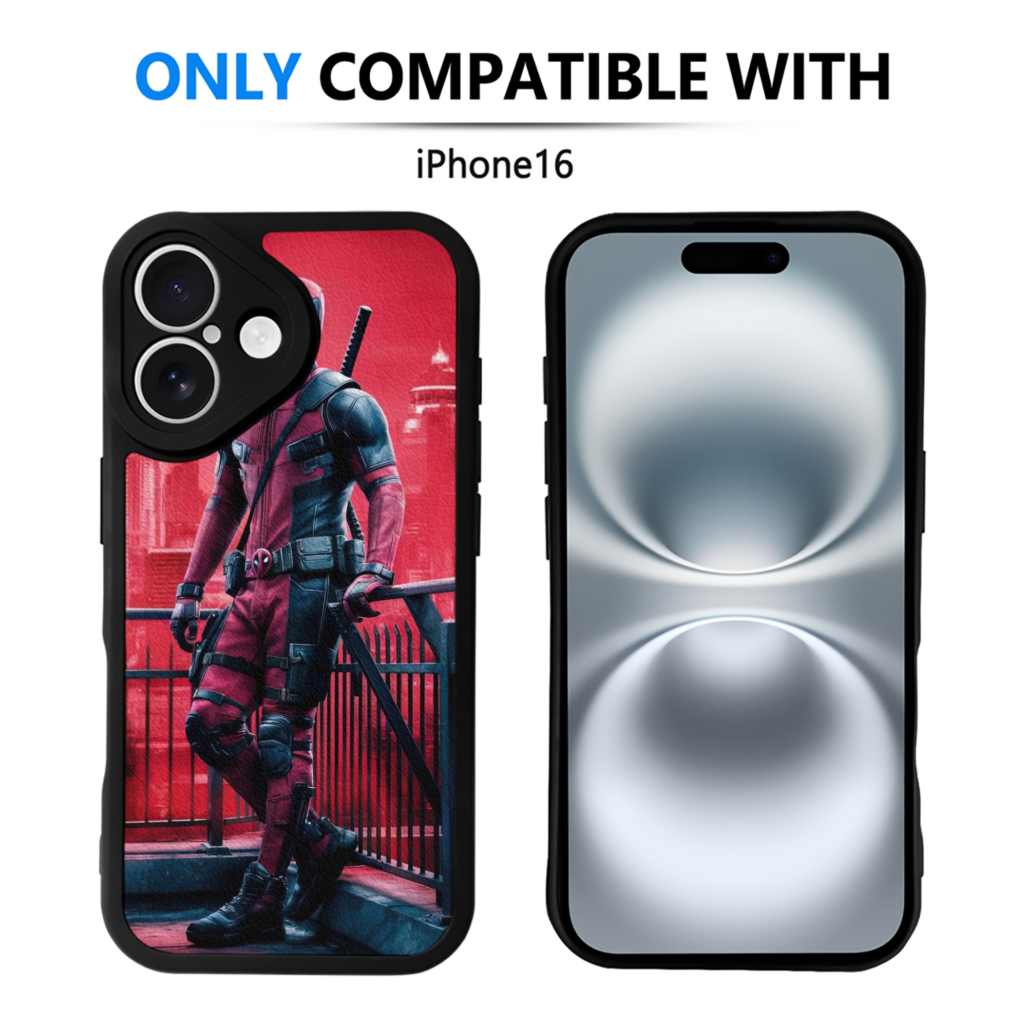 （画像用） Deadpool デッドプール 【iPhone 16シリーズ対応】シリコンスマホケース（レザー調） 材質：シリコン